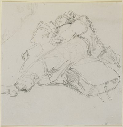 Un hombre dormido sobre una pila de equipaje, 1858 de James Abbott McNeill Whistler